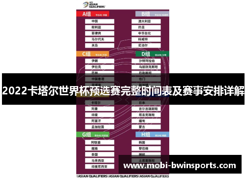 2022卡塔尔世界杯预选赛完整时间表及赛事安排详解