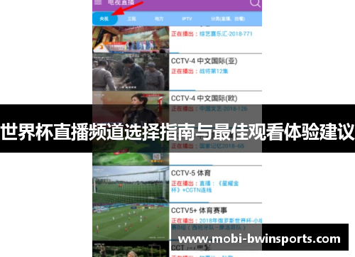 世界杯直播频道选择指南与最佳观看体验建议
